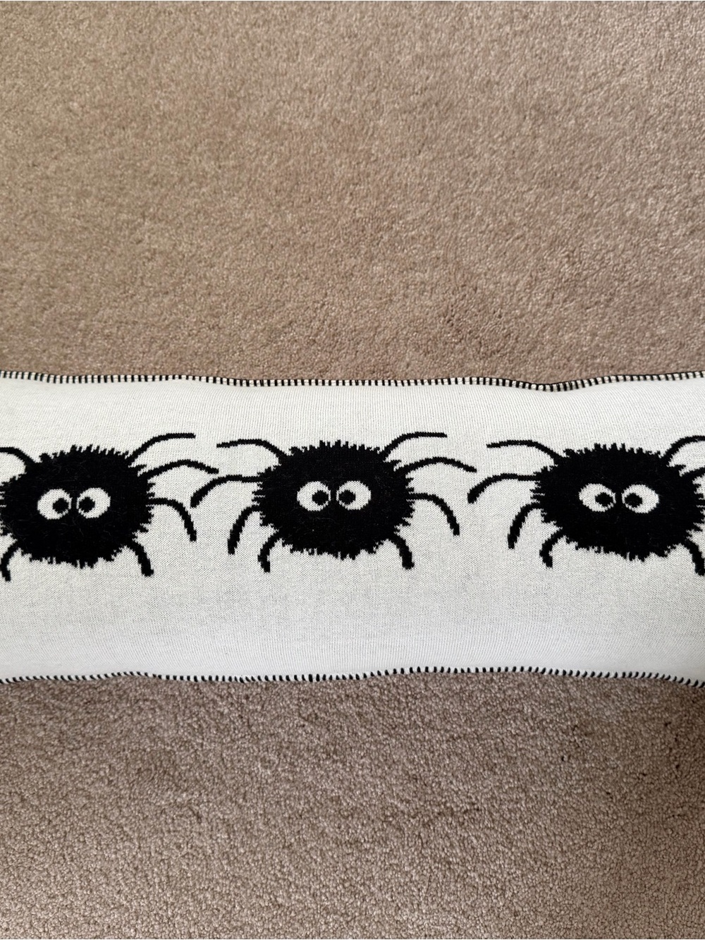 Black & White Spider Knit Pillow. NWT Halloween